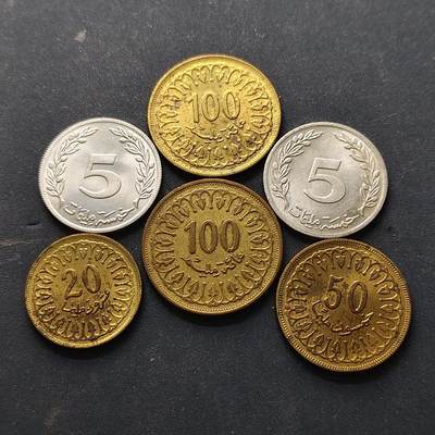 【全场包邮】纯粹捡漏拍514场 - 突尼斯1960-1993年散币6枚一组