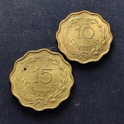 【全场包邮】纯粹捡漏拍514场 - 巴拉圭1953年10-15分好品2枚一组