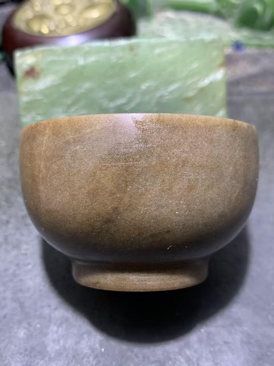 精美天然缅甸树化玉（木化玉）手工打磨小碗一个！