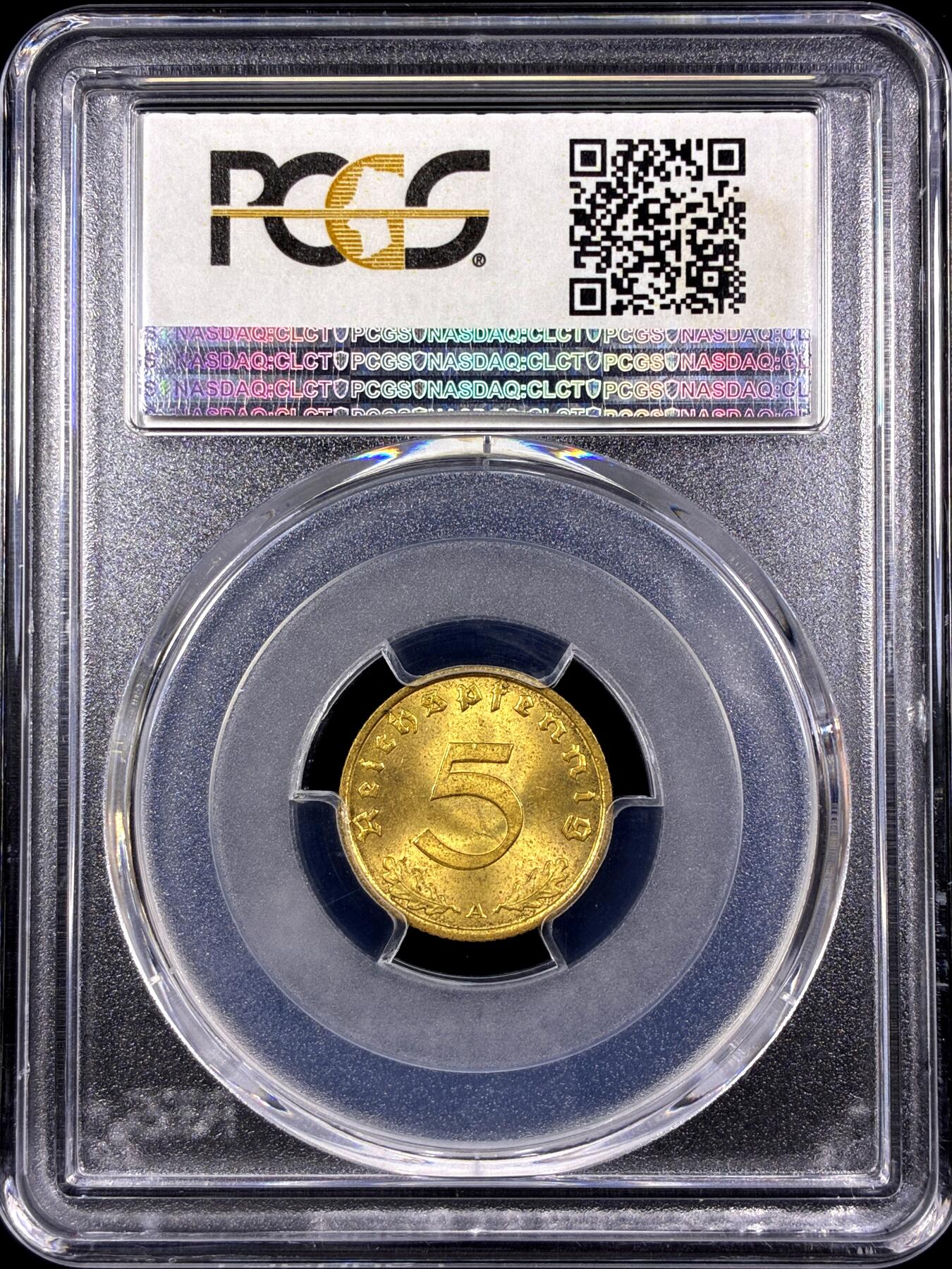 【雨安】【直播拍卖】【第0130期-评级币章】2026-03-28 周六 19:30 (金价981.33, 银价17.11) [评级德国] Germany 德国 第三帝国 5芬尼 1937年  PCGS-MS64