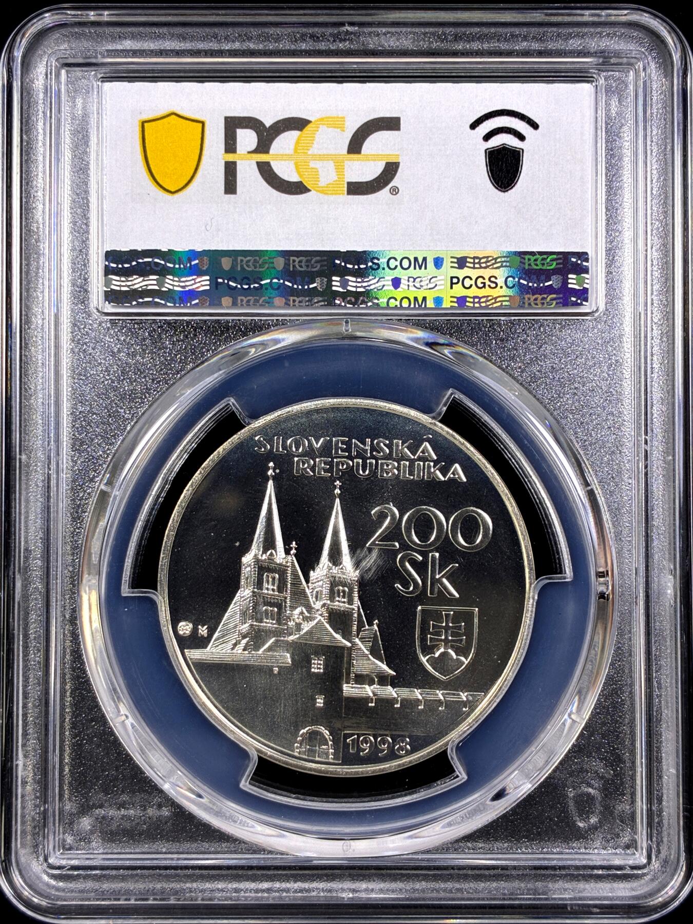 【雨安】【直播拍卖】【第0130期-评级币章】2026-03-28 周六 19:30 (金价981.33, 银价17.11) [评级现代] Slovakia 斯洛伐克 200克朗 1998年 斯皮什城堡  PCGS-MS68