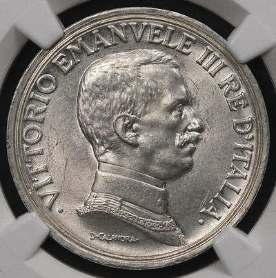 修遠堂世界钱币第109期 - NGC MS62 1915年意大利马车2里拉银币