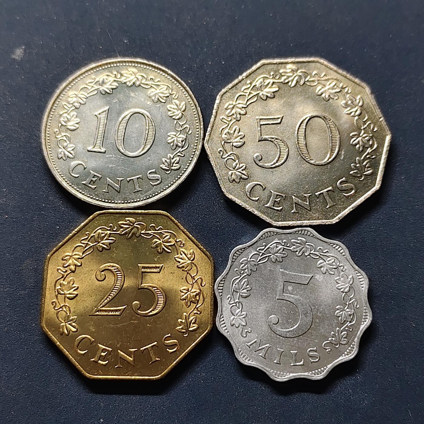 【全场包邮】纯粹捡漏拍514场 马耳他1972-1973年BU品相4枚套币