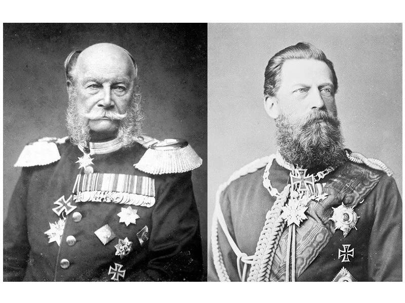 德国普鲁士1882年 三皇+威廉皇储高浮雕精制铜章 30MM   威廉一世 腓特烈三世（威廉一世儿子） 威廉二世（腓特烈三世儿子） 威廉皇储（威廉二世儿子）