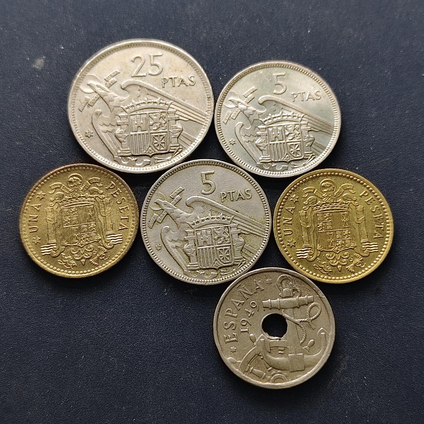 【全场包邮】纯粹捡漏拍514场 西班牙1949-1966年散币6枚一组