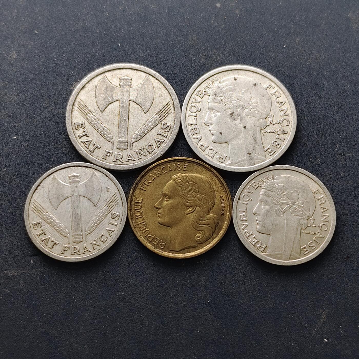 【全场包邮】纯粹捡漏拍514场 法国1943-1959年散币5枚一组