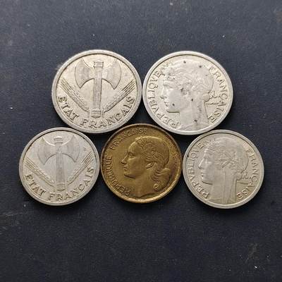 【全场包邮】纯粹捡漏拍514场 - 法国1943-1959年散币5枚一组