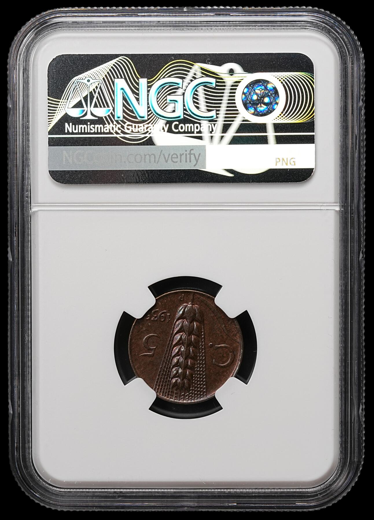 修遠堂世界钱币第109期 NGC MS64BN 1932年意大利5分铜币