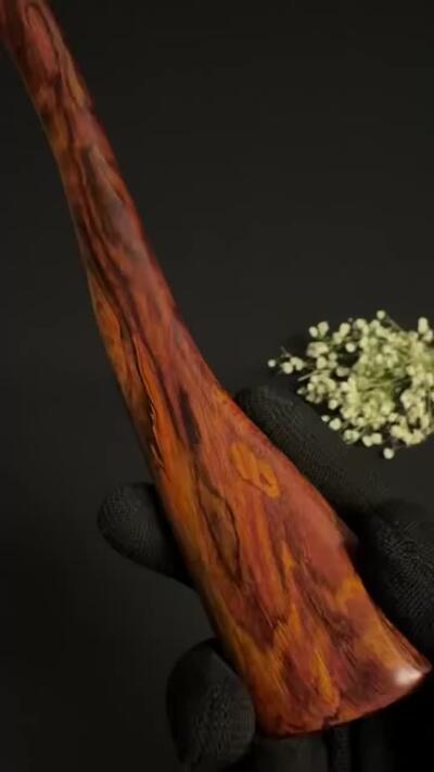 零元拍：NO.3海南黄花梨满鬼脸花纹随形文玩把玩棍，尺寸约：41/4.2/1.8CM