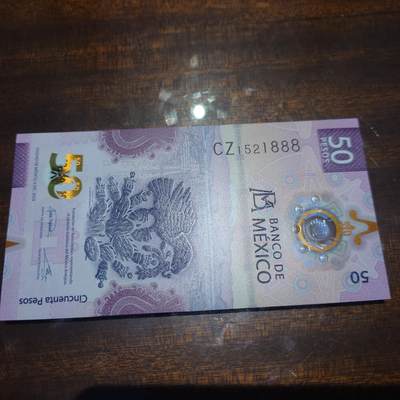 世界钱币～微拍第241期暨2026年第22期  部分新货（群里挑剩）陆续上架 - 2023年墨西哥50比索 全新绝品无47豹子号888