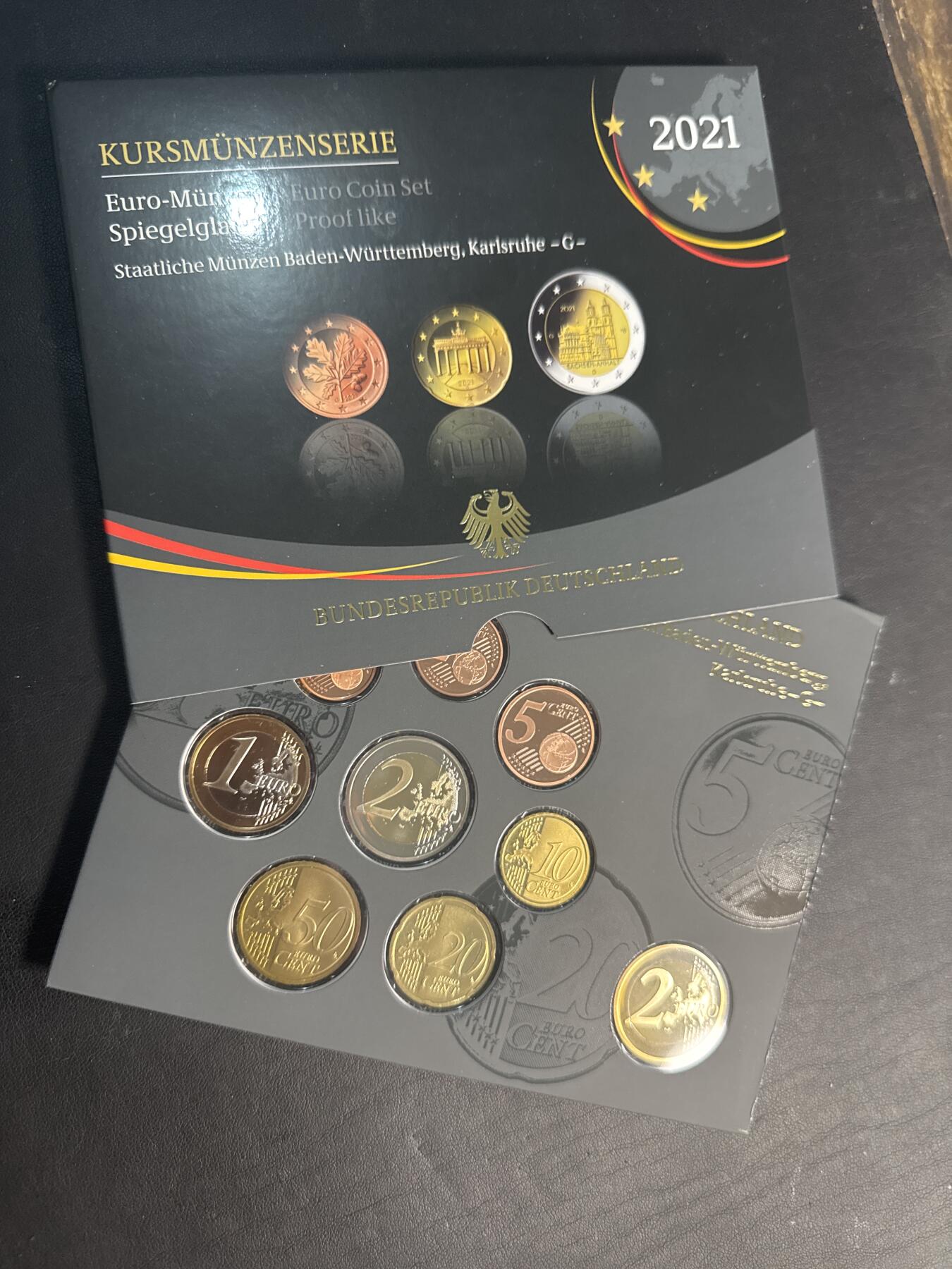 ❤️【币观天下】❤️ 第346期钱币拍卖场- 2026.3.27周五晚上6点半场 长期征集拍品  德国2021年 精制套币带一枚2欧元萨克森安哈特州纪念币 G厂 稀少年份