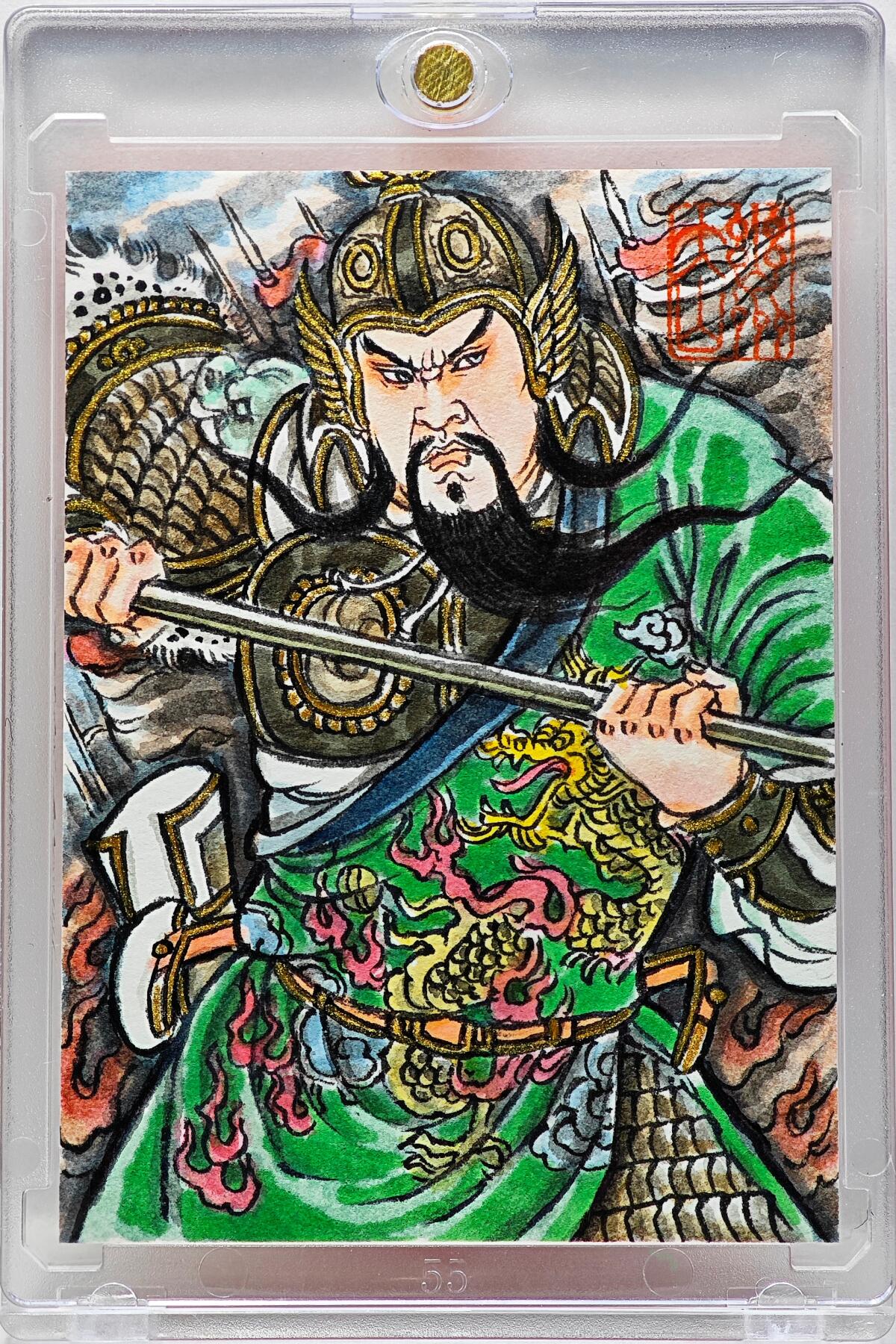 白泽拍卖卡牌手绘专场第34期（花朝去了又春分 草如茵 柳烟新） 2025 卢艺丰手绘卡 魏文通  卢艺丰签题 钤印 卡砖封装