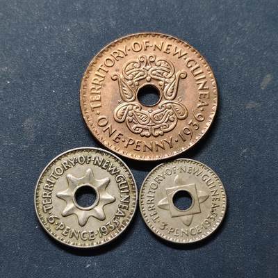 【全场包邮】纯粹捡漏拍514场 - 英属新几内亚1935-1936年3枚套币