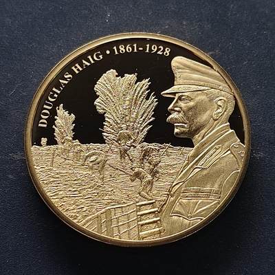 【全场包邮】纯粹捡漏拍515场 - 库克群岛2019年1元英国统帅系列一战统帅道格拉斯·黑格精制镀金加厚50克纪念币