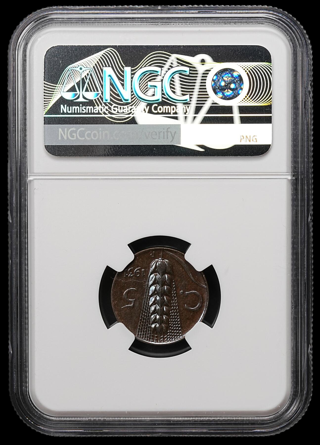 修遠堂世界钱币第109期 NGC MS64BN 1931年意大利5分铜币