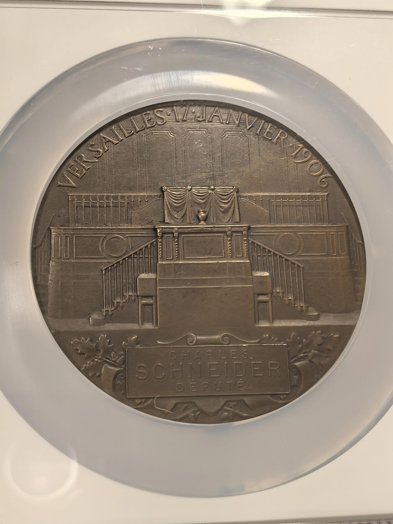 博洋堂“芳菲春韵”3月精品大拍专场暨第166期（全场包邮） NGC MS64BN 法国1906年阿曼德·法利耶当选总统纪念大铜章，72mm大尺寸，用以纪念阿曼德·法利耶于1906年1月7日当选为法兰西第三共和国总统