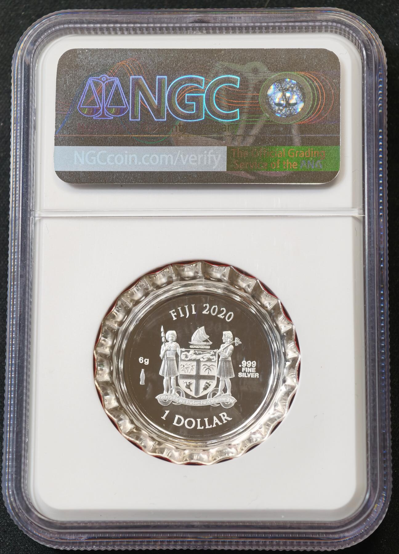 甄臻铺-世界币章拍卖（第56期），送拍享返佣金等优惠多多 NGC-PF69 UC 斐济2020年 中国版可口可乐盖银币 币藏玩家必入款