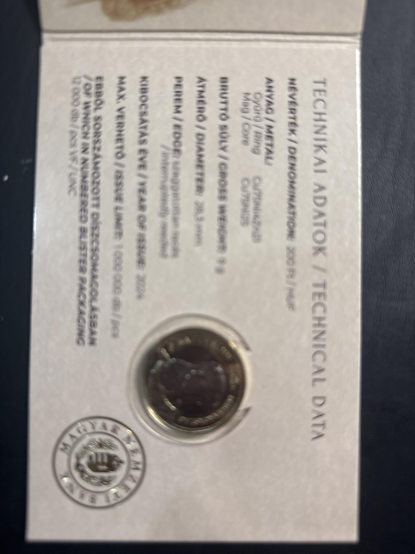 ❤️【币观天下】❤️ 第346期钱币拍卖场- 2026.3.27周五晚上6点半场 长期征集拍品  匈牙利 2024年 第一任总理逝世175周年200福林纪念币 First day mint币卡 发行量12000套