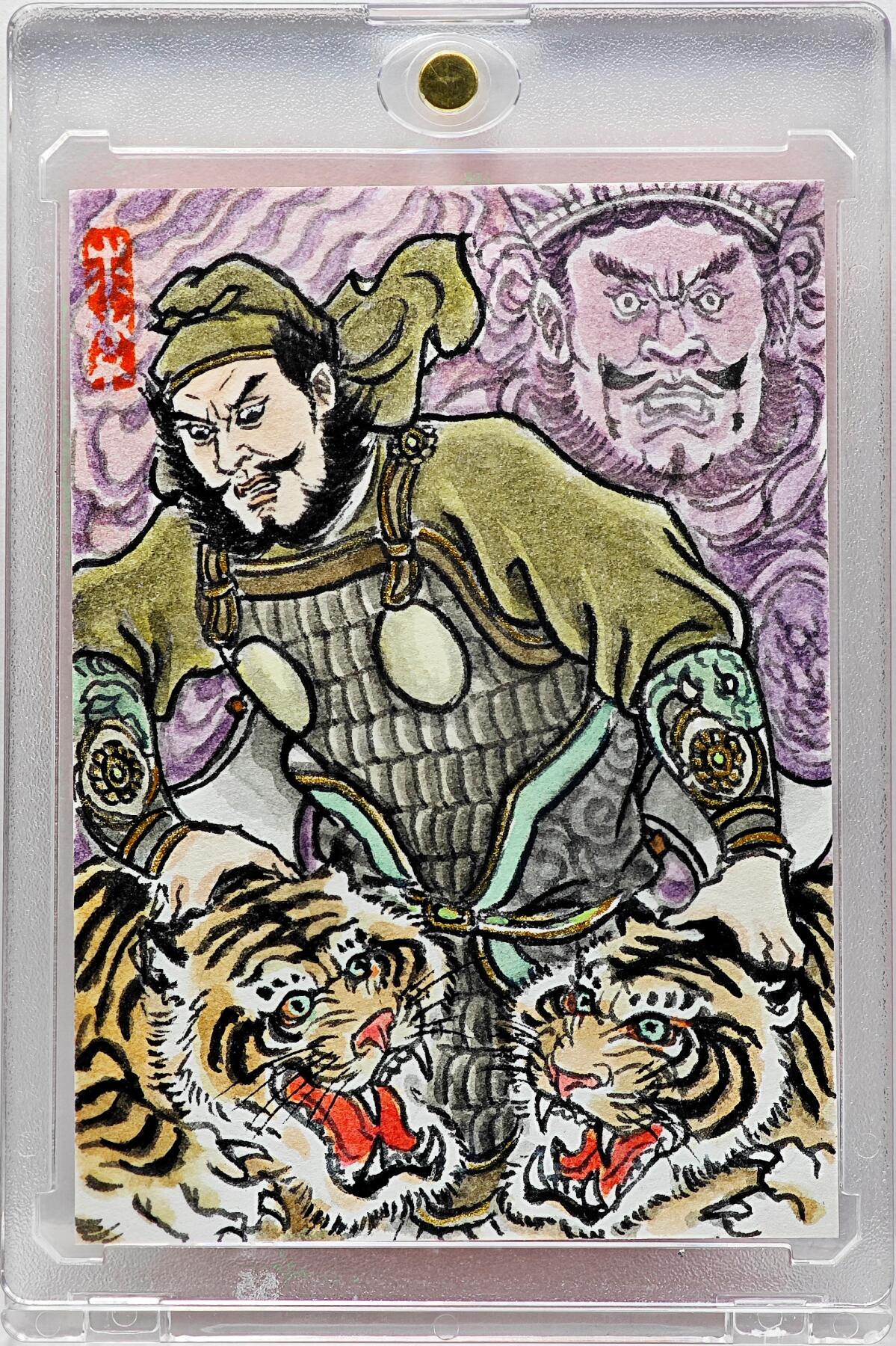 白泽拍卖卡牌手绘专场第34期（花朝去了又春分 草如茵 柳烟新） 2025 卢艺丰手绘卡 雄阔海  卢艺丰签题 钤印 卡砖封装