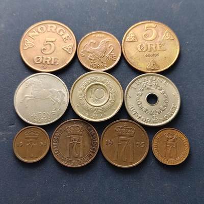 【全场包邮】纯粹捡漏拍514场 - 挪威1934-1985年散币10枚一组