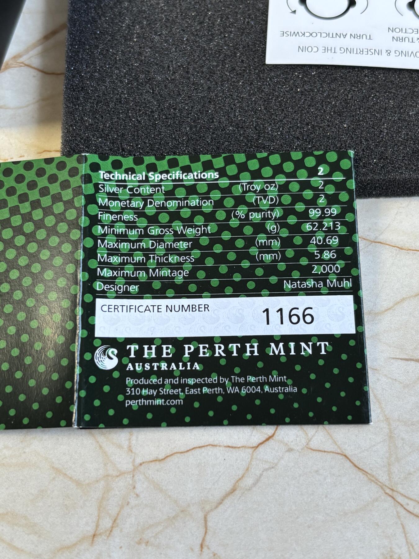 第195期拍卖 图瓦卢2023年幻影2盎司仿古纪念银币发行2000枚，999银，发行2000枚