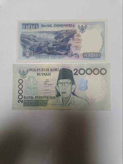 【20260328】非全新纸币和硬币第350场 - 印度尼西亚2张纸币