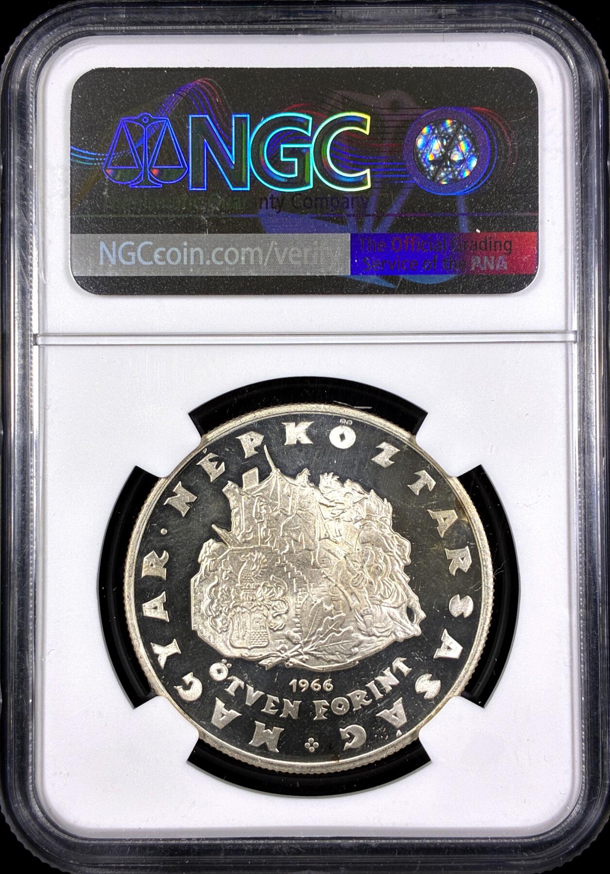 【雨安】【直播拍卖】【第0130期-评级币章】2026-03-28 周六 19:30 (金价981.33, 银价17.11) [评级欧洲] Hungary 匈牙利 50福琳 1966年 米克洛什·兹里尼 Miklos Zrinyi NGC-PF66UC 精制币