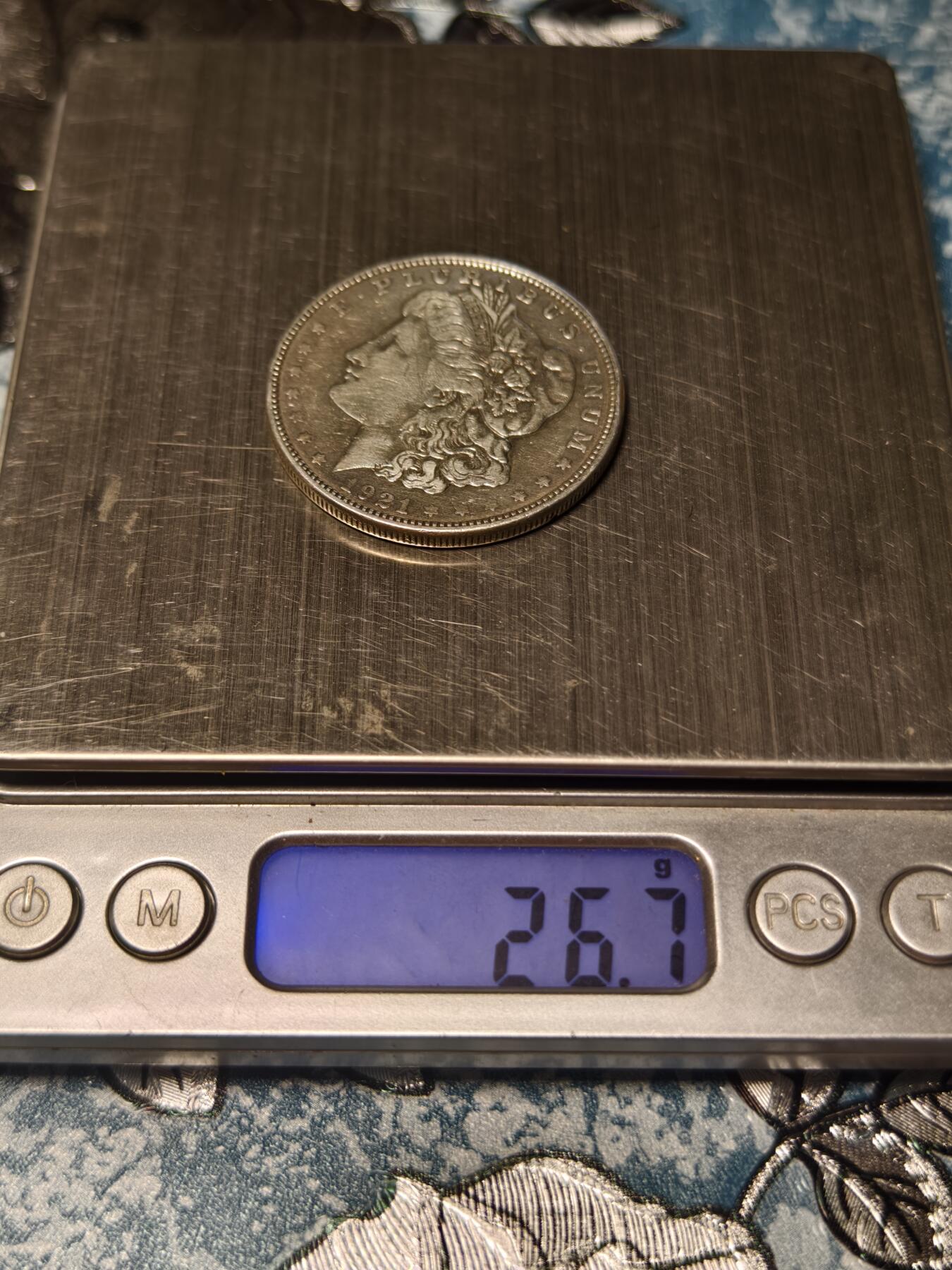 抚柳草堂-第十九期章牌钱币  奖章勋章限时免佣 满百包邮 放漏专场 1921美国摩根1美元大银币 重26.7g 流通美品温润柔美