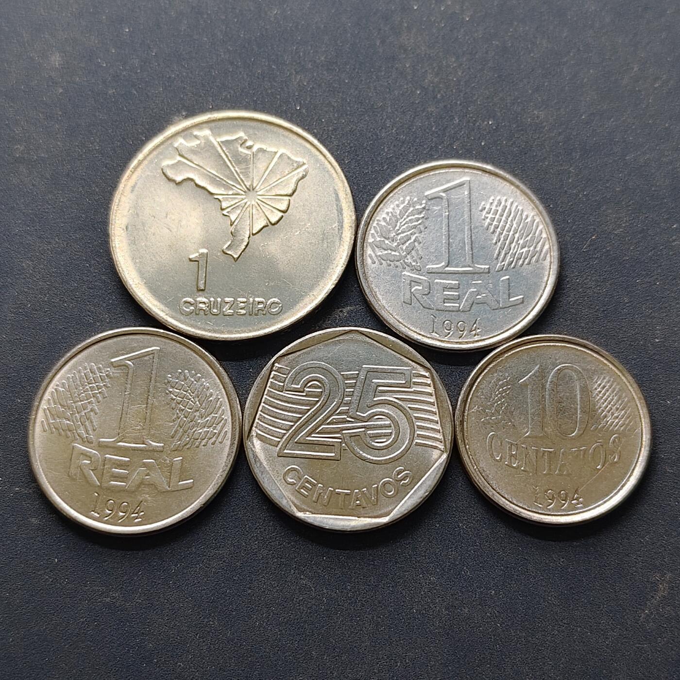 【全场包邮】纯粹捡漏拍514场 巴西1972-1994年散币5枚一组-含独立150周年纪念币