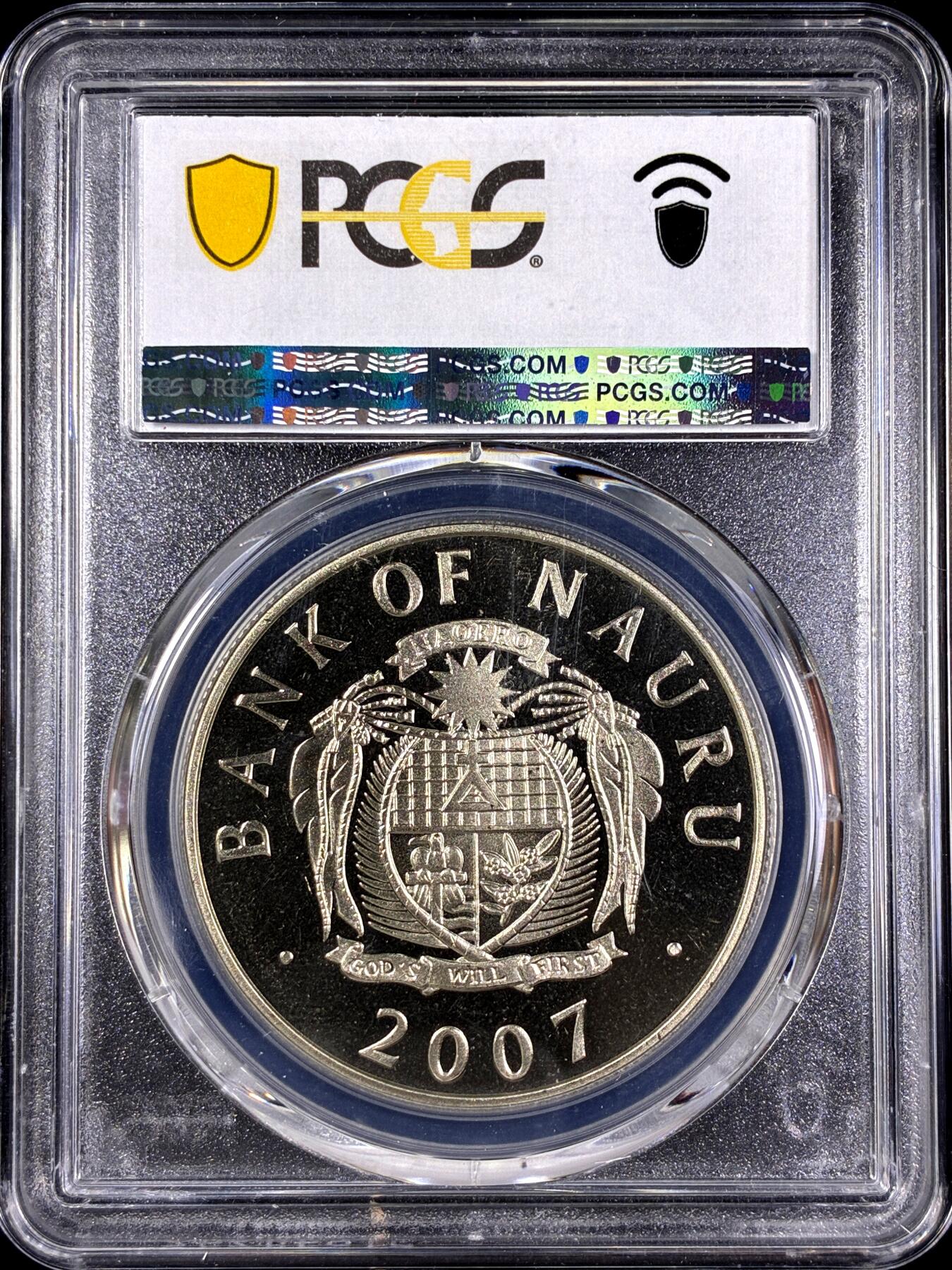 【雨安】【直播拍卖】【第0130期-评级币章】2026-03-28 周六 19:30 (金价981.33, 银价17.11) [评级现代] Nauru 瑙鲁 1元 2007年 钻石婚 PCGS-PR68DCAM 精制币