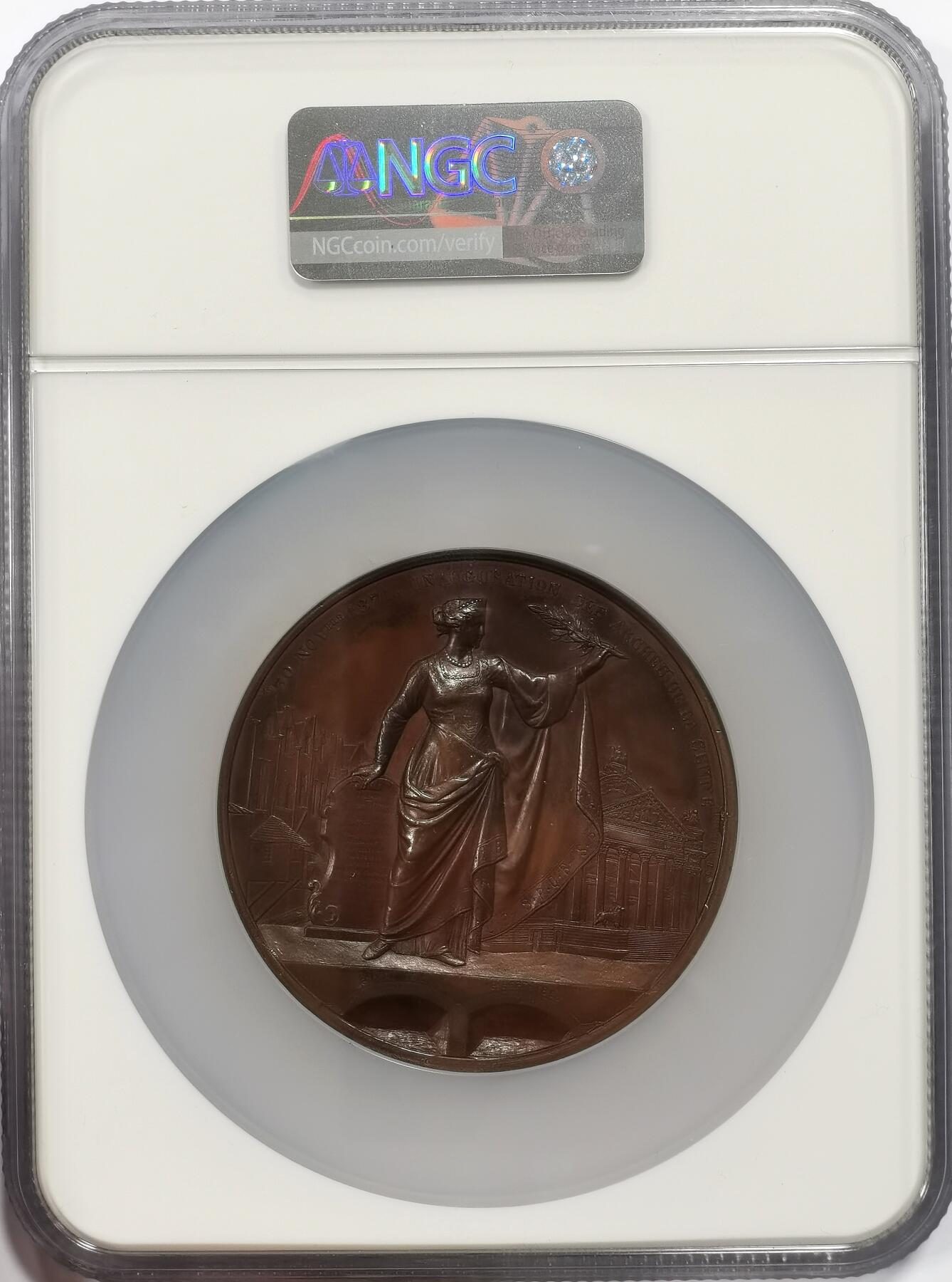 博洋堂“芳菲春韵”3月精品大拍专场暨第166期（全场包邮） NGC MS62BN 比利时1872年布鲁塞尔市长朱尔斯·安斯帕奇纪念大铜章，67mm