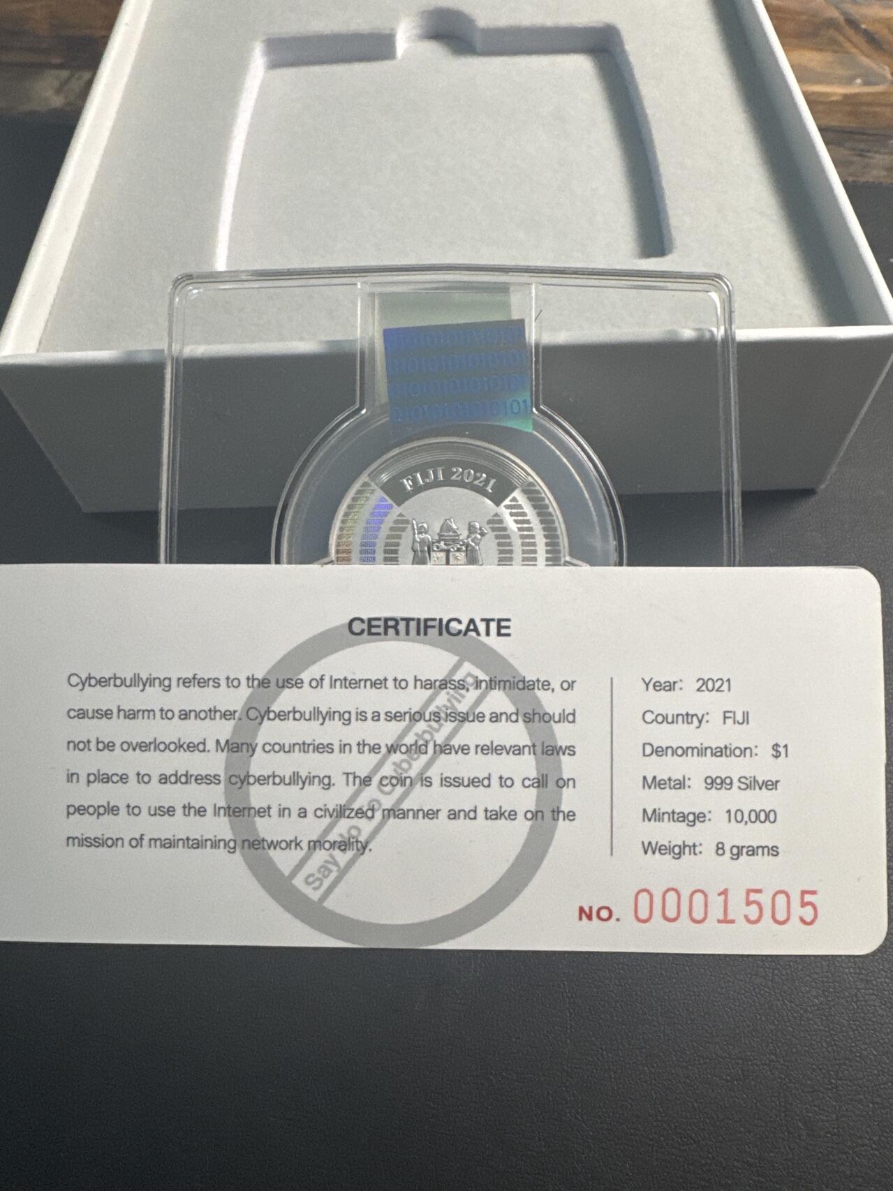 ❤️【币观天下】❤️ 第346期钱币拍卖场- 2026.3.27周五晚上6点半场 长期征集拍品  斐济2021年反对网络暴力键盘侠异形精制银币