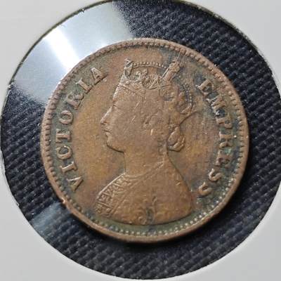 KK钱币收藏小铺  第406期 2月预留时间 周末发货 -  1989英属印度1/2派斯铜币 维多利亚女王