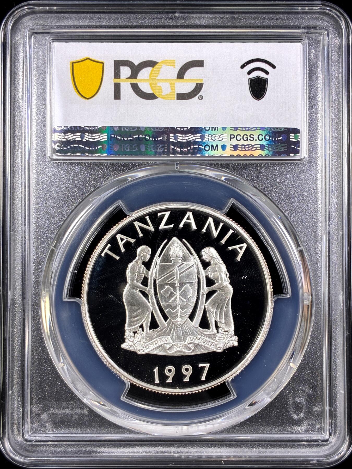 【雨安】【直播拍卖】【第0130期-评级币章】2026-03-28 周六 19:30 (金价981.33, 银价17.11) [评级现代] Tanzania 坦桑尼亚 200先令 1997年 非洲野生动物犀牛 PCGS-PR69DCAM 精制币