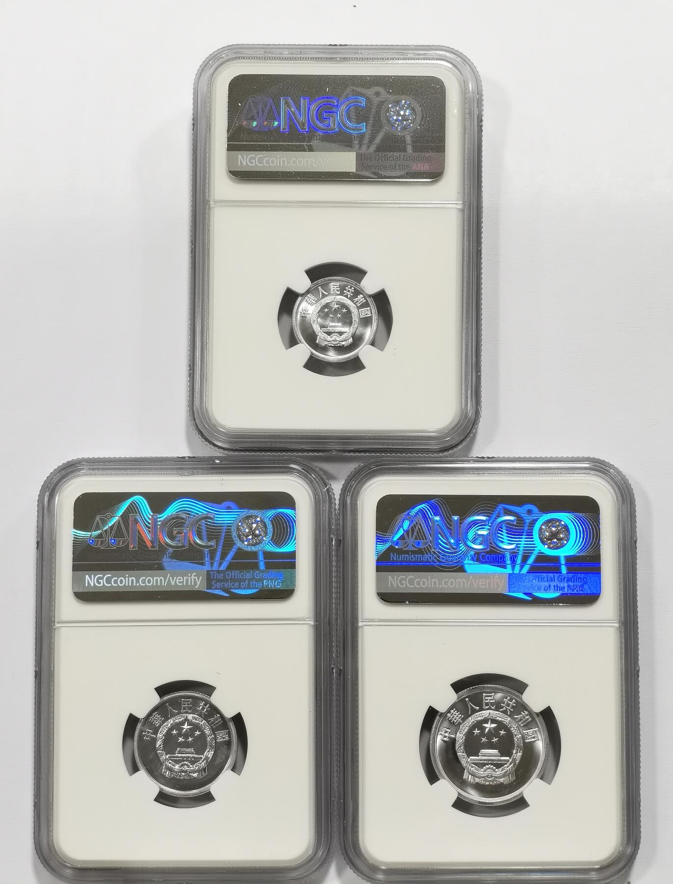 博洋堂“芳菲春韵”3月精品大拍专场暨第166期（全场包邮） NGC PF66/66CAMEO 中国1994年壹分、贰分、伍分一套3枚