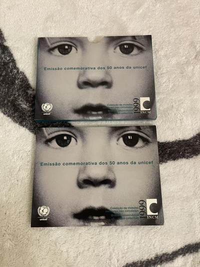 ❤️【币观天下】❤️ 第346期钱币拍卖场- 2026.3.27周五晚上6点半场 长期征集拍品  - 葡萄牙1999年联合国儿童基金会成立纪念官方套册 含两枚双色高值纪念币 品相如图