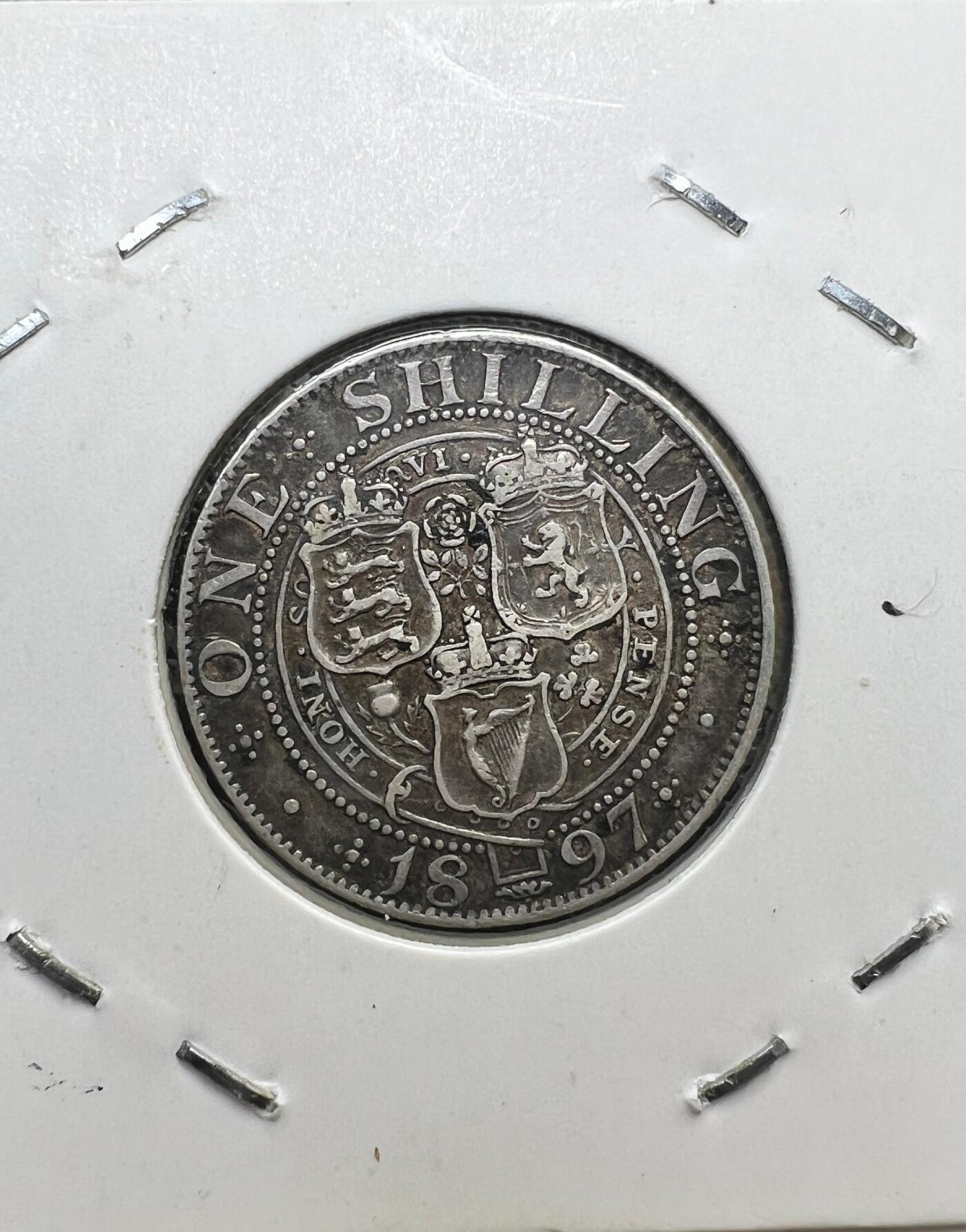 1897 年英国维多利亚女王 1 先令银币 盾徽版 西洋老银元 925 纯银