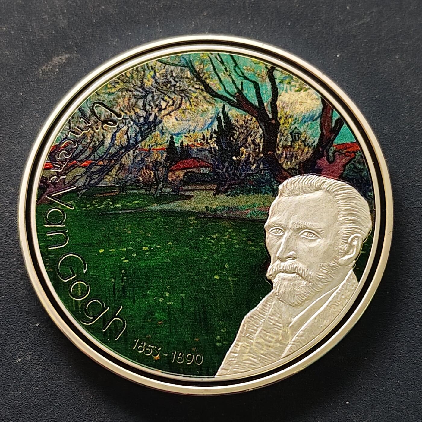 【全场包邮】纯粹捡漏拍515场 【稀少】加蓬2020年1000法郎文森特·梵·高杰作系列《圣雷米的公园》50毫米50克精制镀银纪念币-量2500