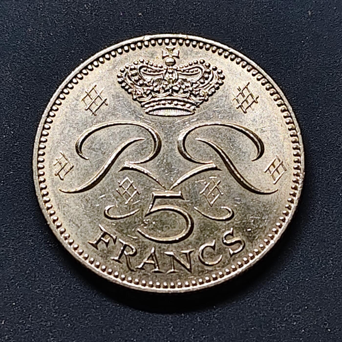 【全场包邮】纯粹捡漏拍514场 摩纳哥1982年雷尼尔三世5法郎