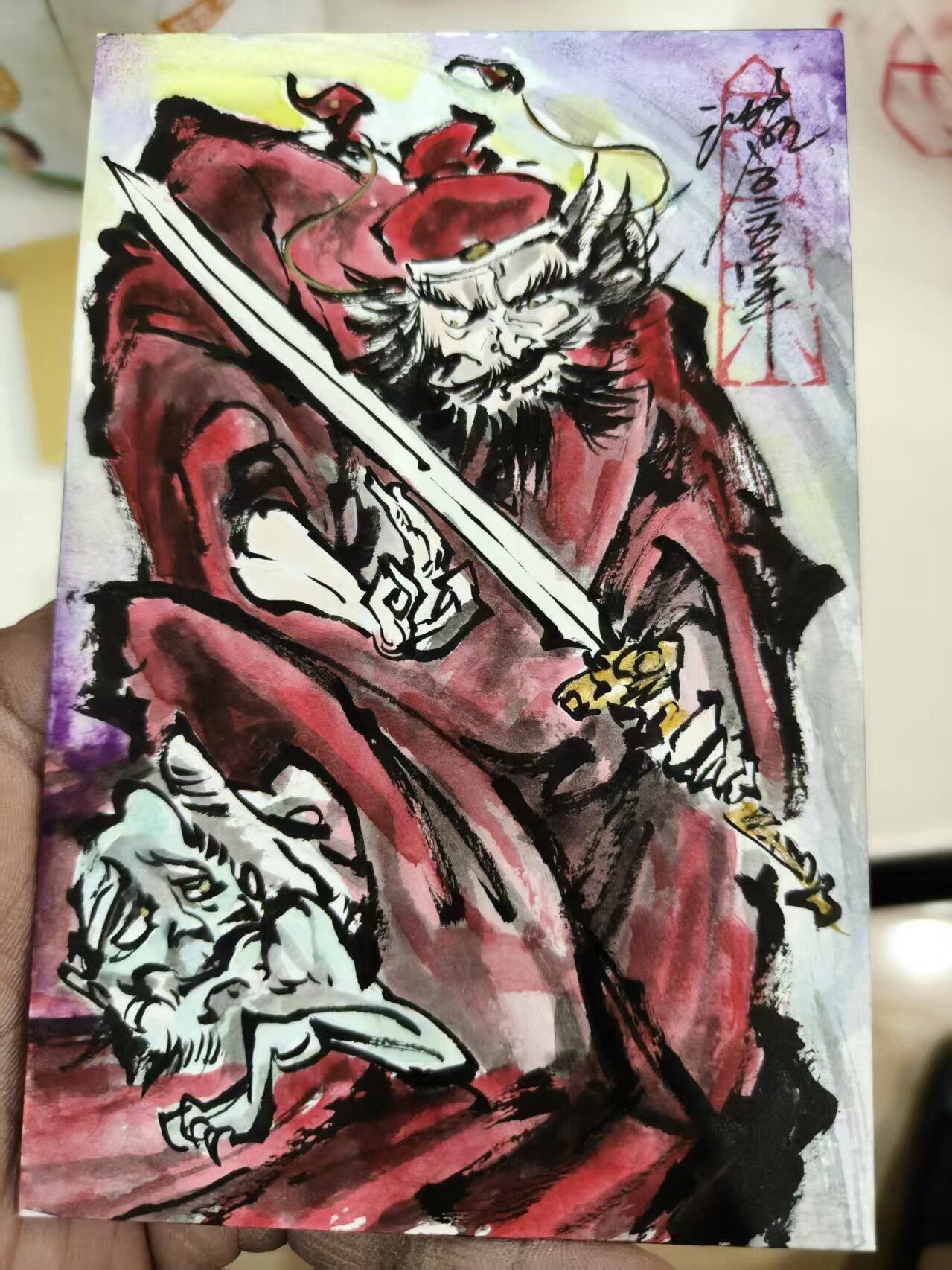 寸草不生拍卖 蛇年第一期 沈鑫 手绘 钟馗 十分精美