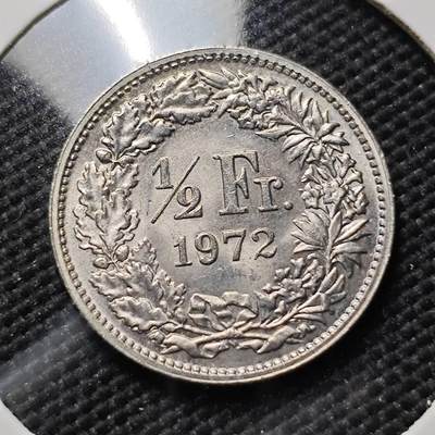 KK钱币收藏小铺  第406期 2月预留时间 周末发货 -  1972瑞士1/2法郎 好品
