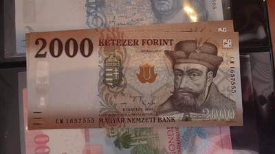 世界钱币～微拍第241期暨2026年第22期  部分新货（群里挑剩）陆续上架 - 2025年匈牙利2000 全新绝品无4豹子号555