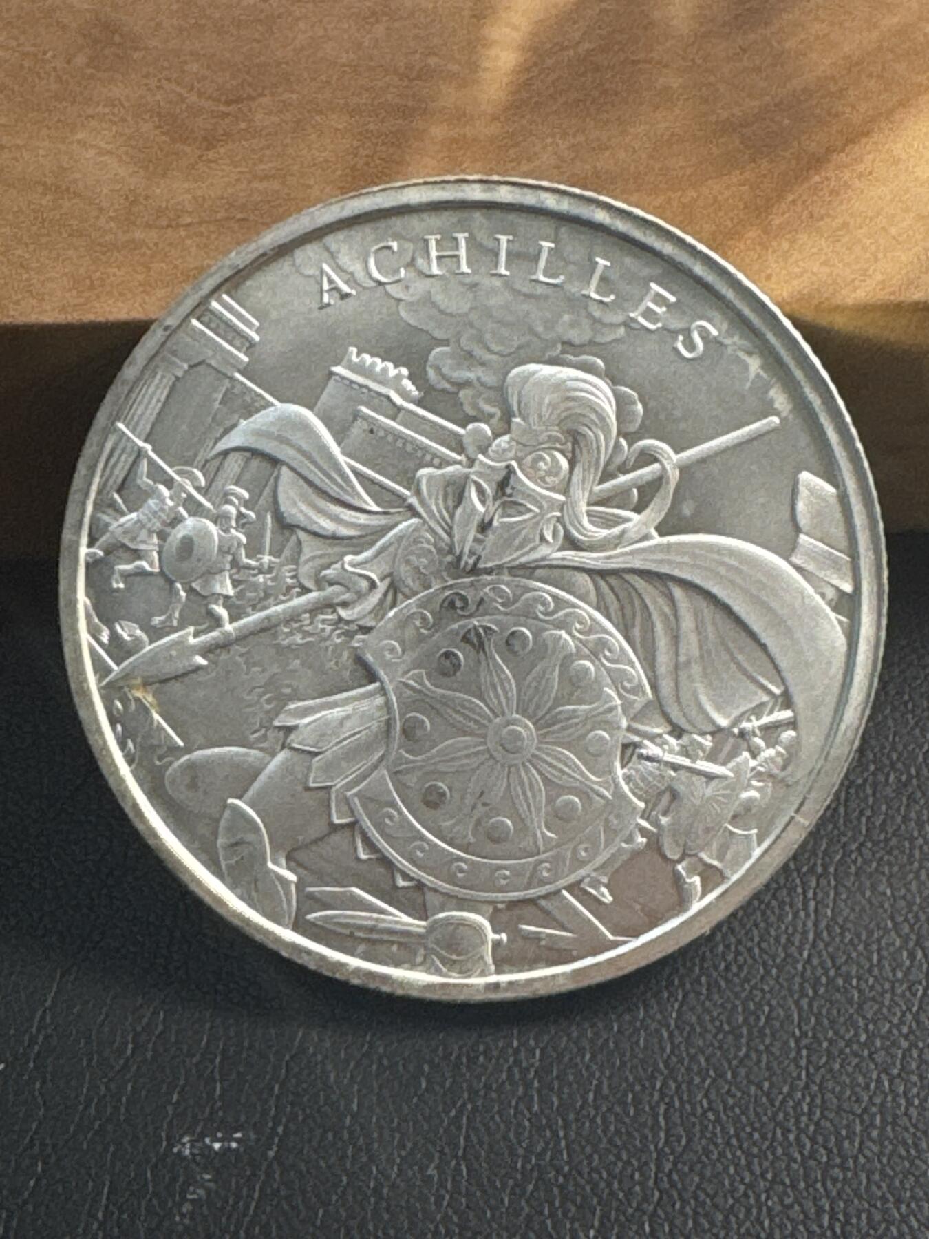 ❤️【币观天下】❤️ 第346期钱币拍卖场- 2026.3.27周五晚上6点半场 长期征集拍品  美国2024年传奇战士系列阿喀琉斯1盎司纪念银章，999银