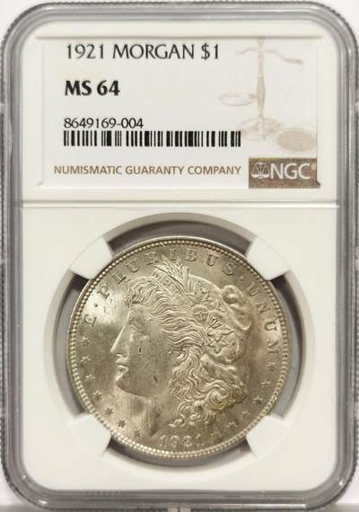 博洋堂“芳菲春韵”3月精品大拍专场暨第166期（全场包邮） - NGC MS64 美国1921年摩根银币，极美原光好品，底板状态上佳。
