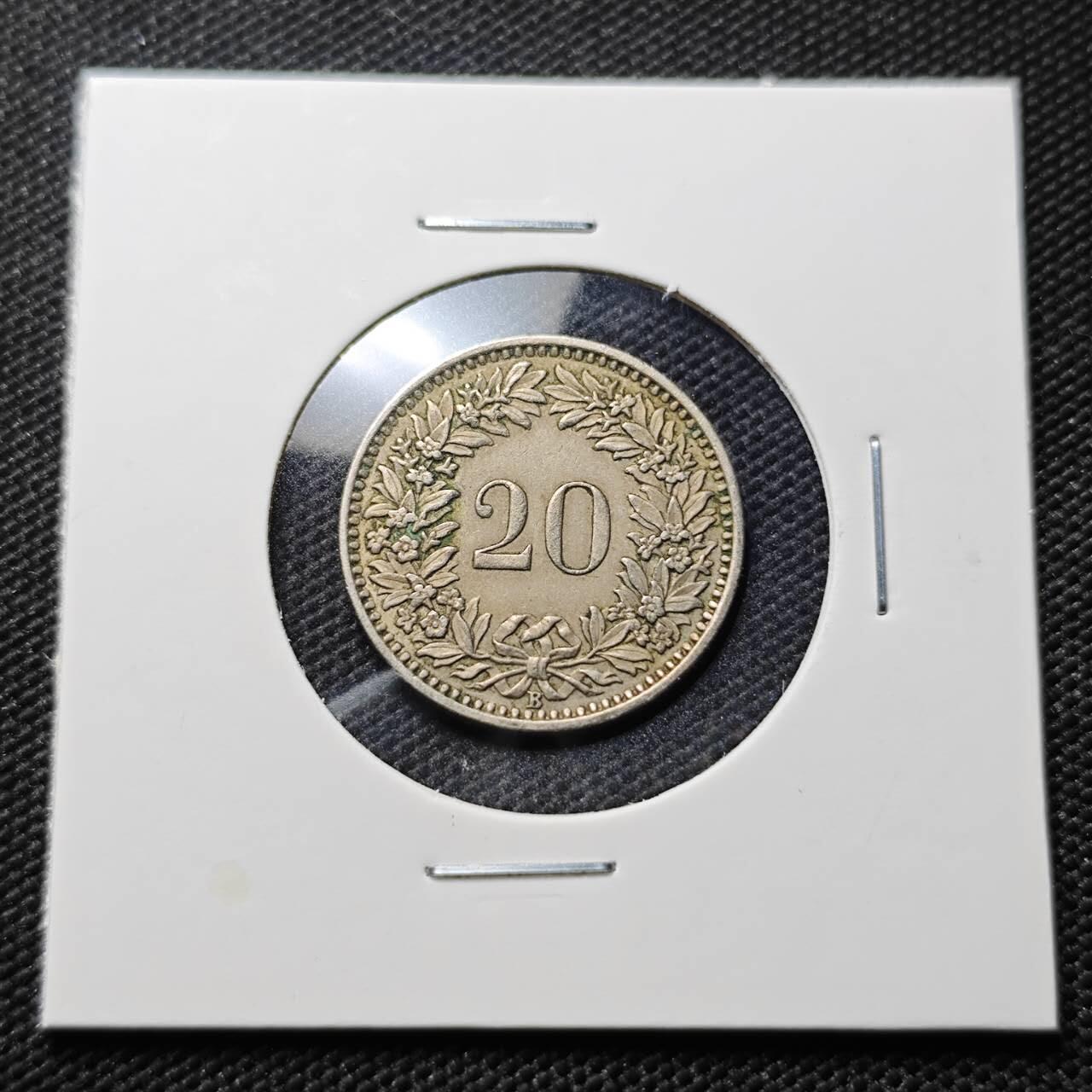 KK钱币收藏小铺  第406期 2月预留时间 周末发货 1953瑞士20分 