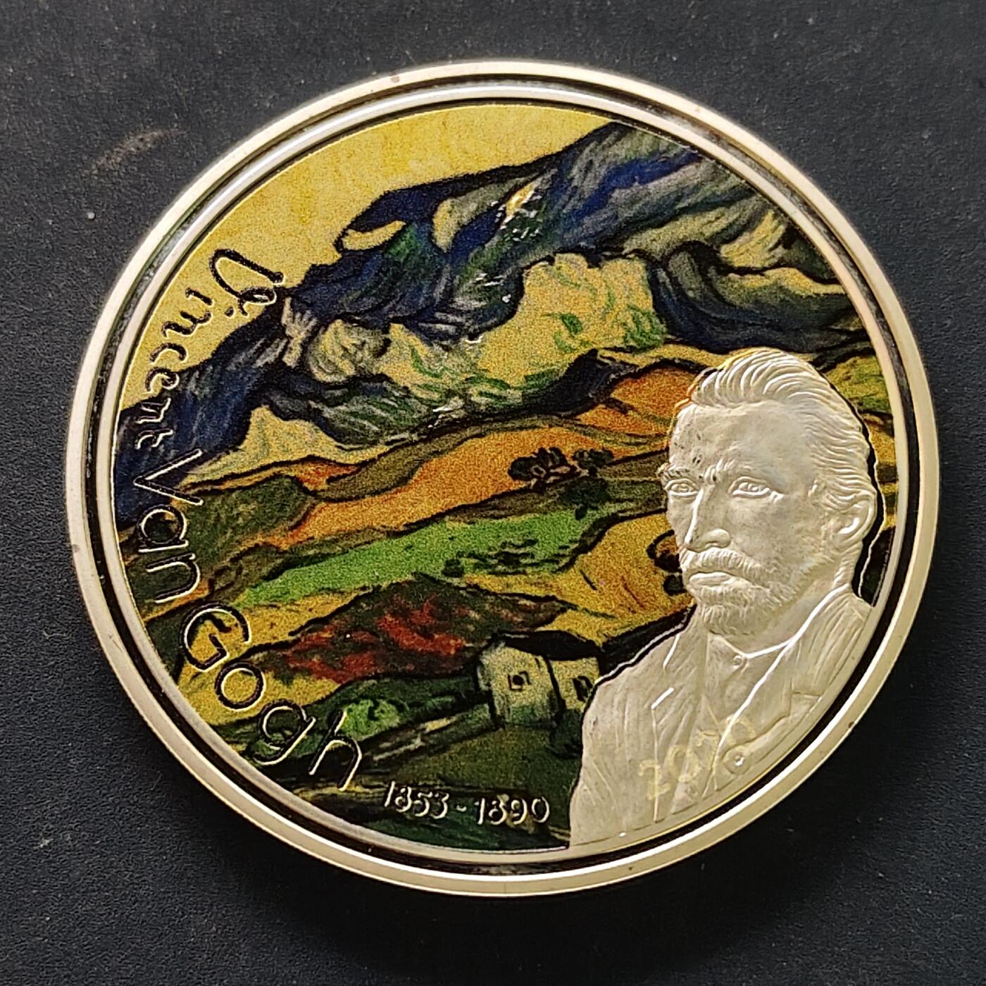 【全场包邮】纯粹捡漏拍515场 【稀少】加蓬2020年1000法郎文森特·梵·高杰作系列50毫米50克精制镀银纪念币-量2500