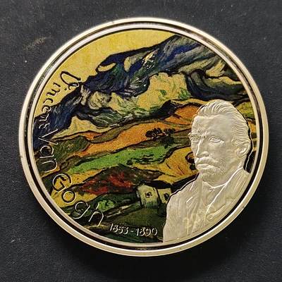 【全场包邮】纯粹捡漏拍515场 - 【稀少】加蓬2020年1000法郎文森特·梵·高杰作系列50毫米50克精制镀银纪念币-量2500