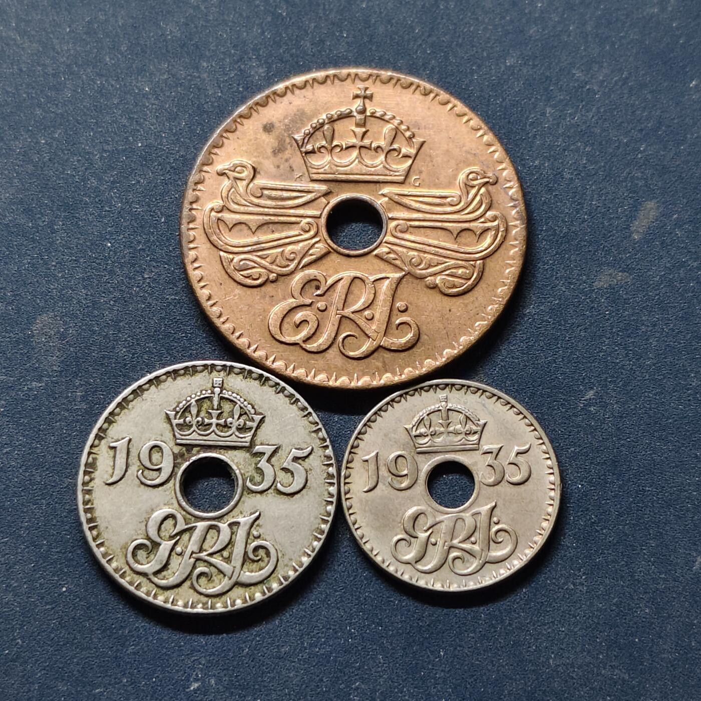 【全场包邮】纯粹捡漏拍514场 英属新几内亚1935-1936年3枚套币