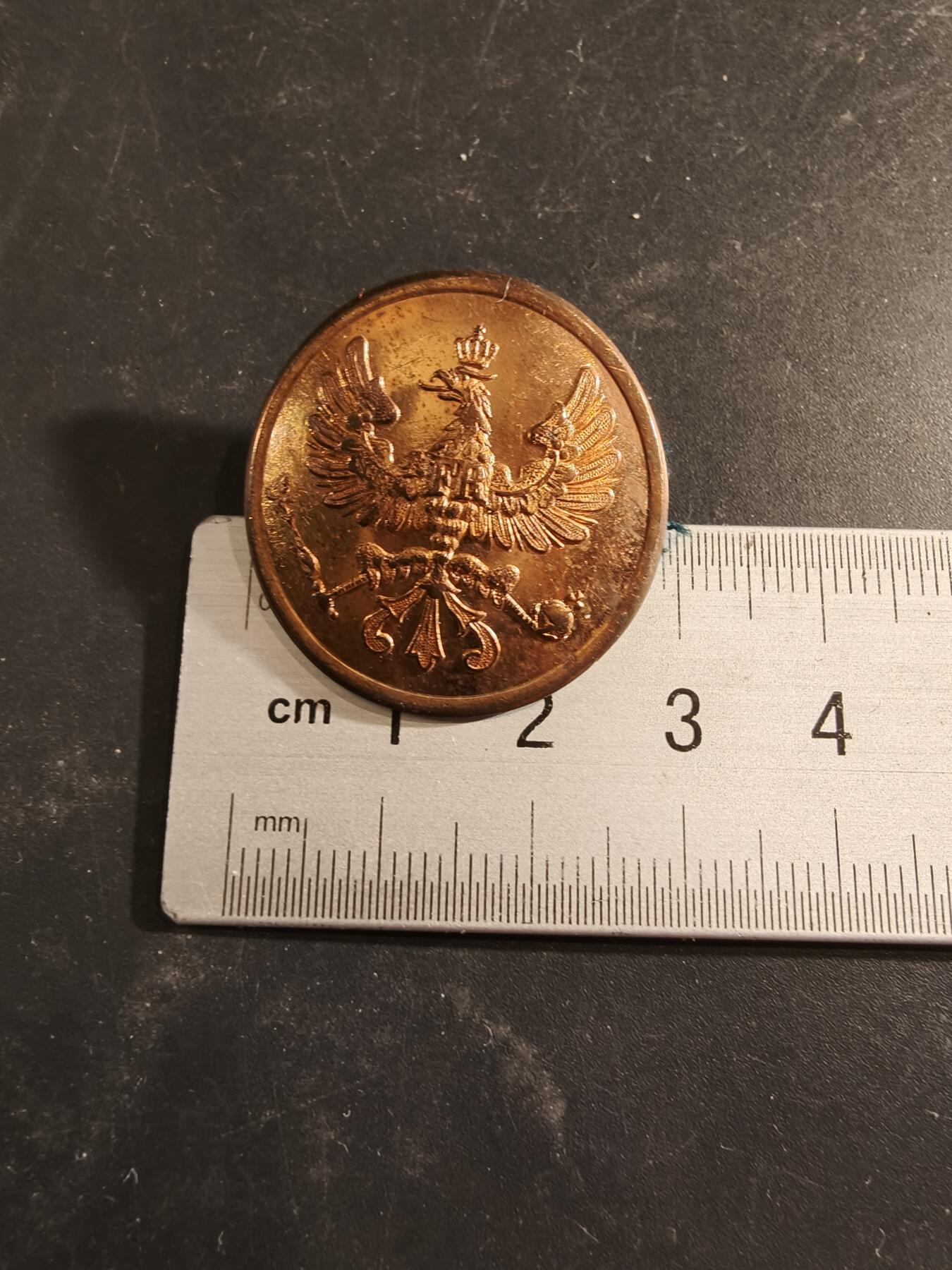 老王徽章第189期 德国一战普鲁士王国陆军制服铜扣     29mm