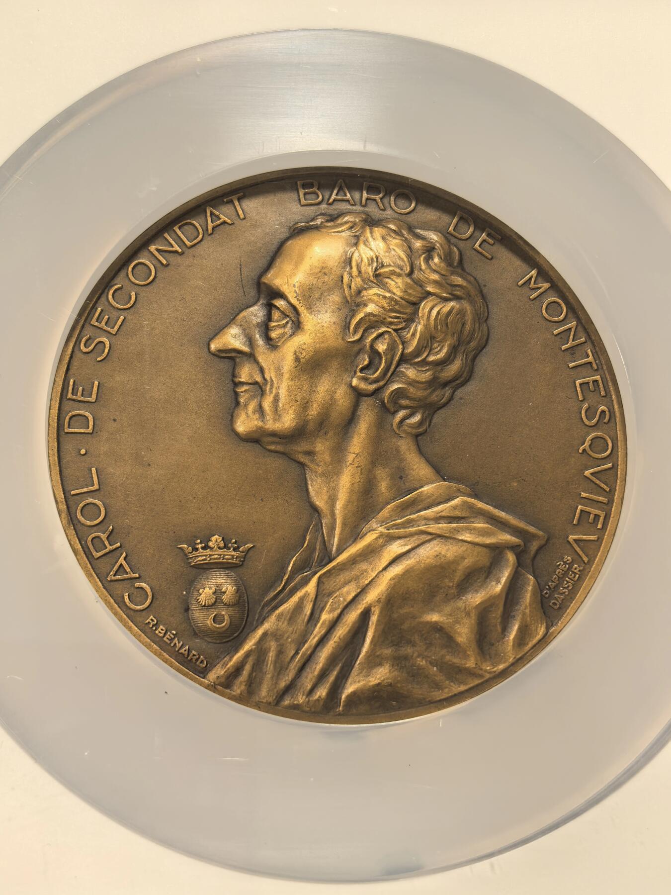 博洋堂“芳菲春韵”3月精品大拍专场暨第166期（全场包邮） NGC MS64BN 法国1934年纪念孟德斯鸠《罗马盛衰论》发表200周年纪念大铜章